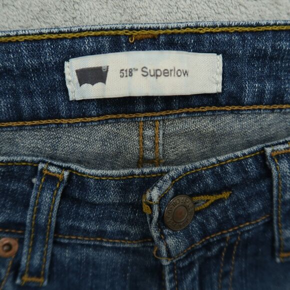 Levi's 518 Jeans Juniors 7 Blue Superlow Stretch Bootcut 29" Inseam Distressed - Picture 10 of 16